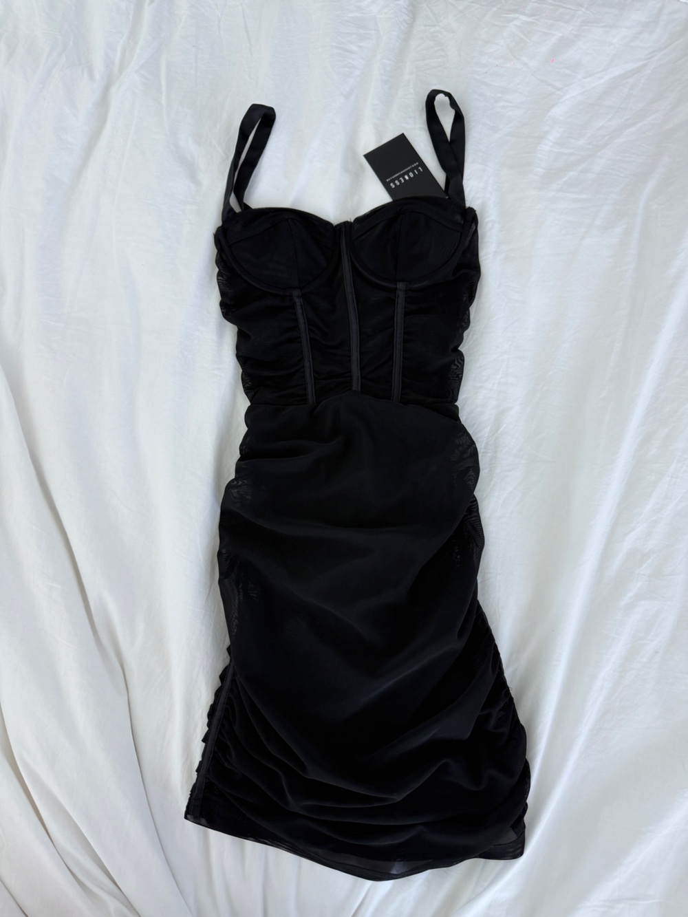Lioness Black Strapless Ruched Bustier Mini Dress